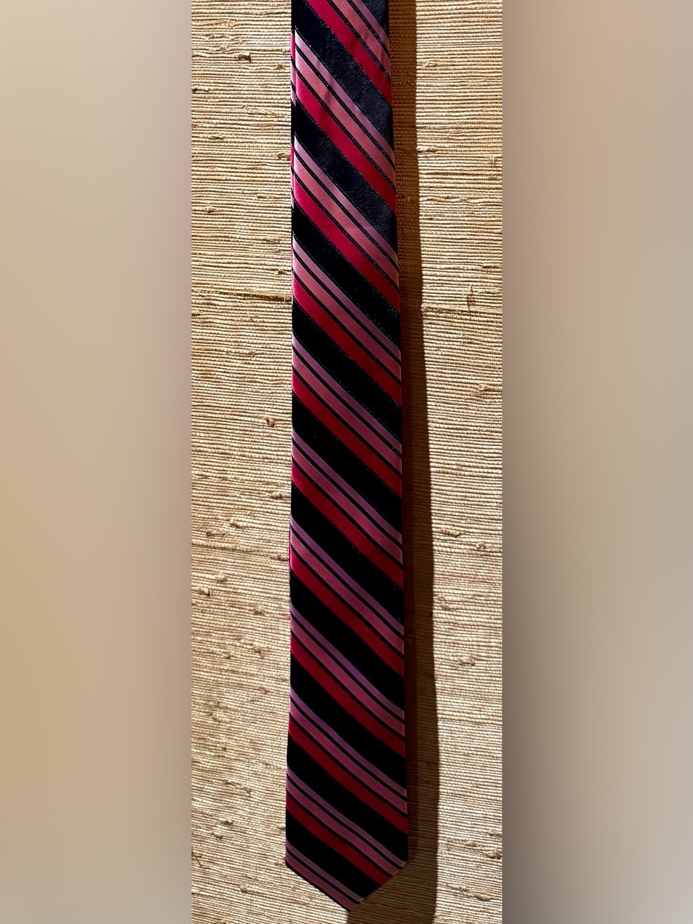 Striped Men's Tie in Pink and Black